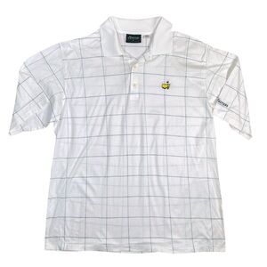 Vintage Masters Golf Men’s Polo Shirt size XL in White/Green Large Check